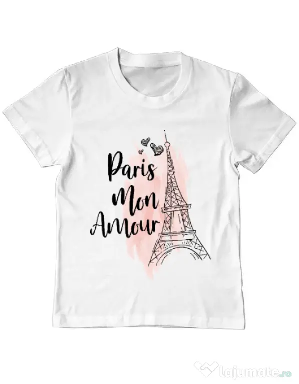 Tricou ADLER copil Paris mon amour Alb