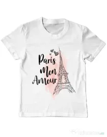 Tricou ADLER copil Paris mon amour Alb
