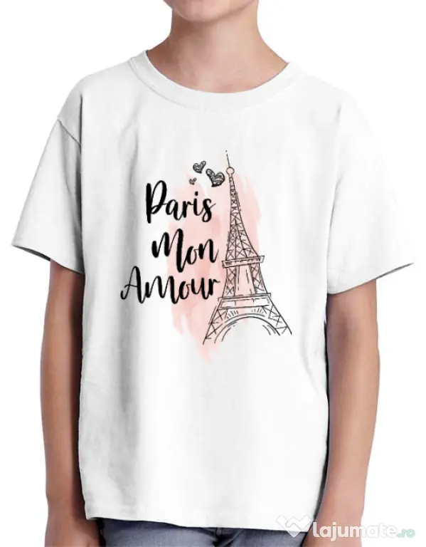 Tricou ADLER copil Paris mon amour Alb