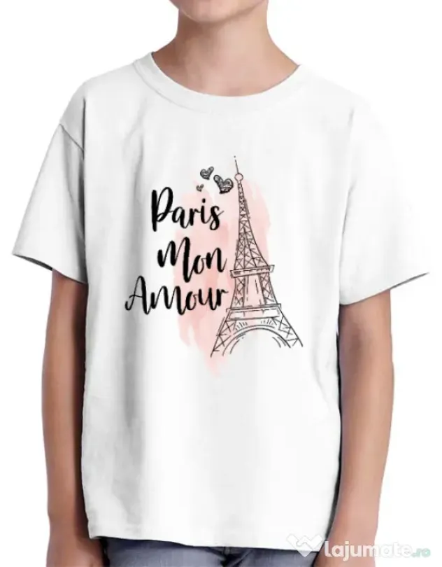 Tricou ADLER copil Paris mon amour Alb