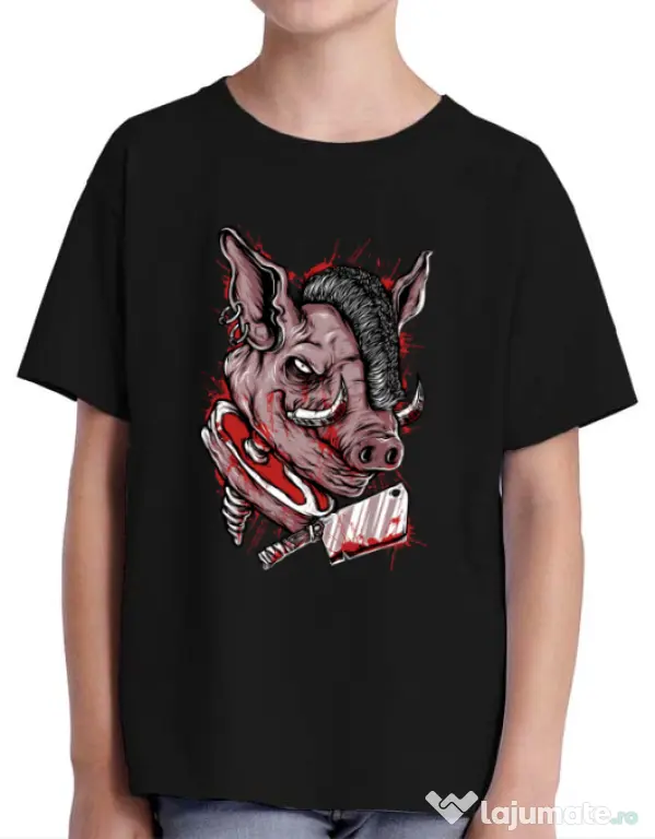 Tricou ADLER copil Pig Saw Negru