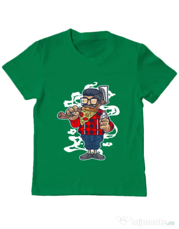 Tricou ADLER copil Pizza Beard Verde mediu
