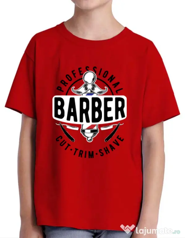 Tricou ADLER copil Professional barber Rosu