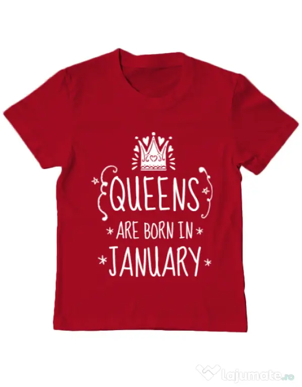 Tricou ADLER copil Queens are born in january Rosu