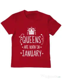 Tricou ADLER copil Queens are born in january Rosu