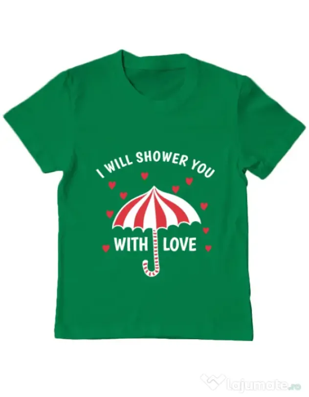Tricou ADLER copil Raining love Verde mediu