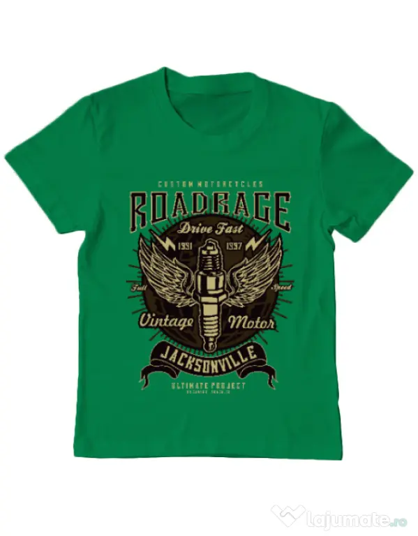 Tricou ADLER copil Road Rage Verde mediu