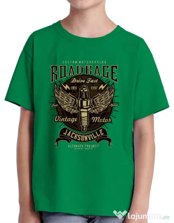 Tricou ADLER copil Road Rage Verde mediu