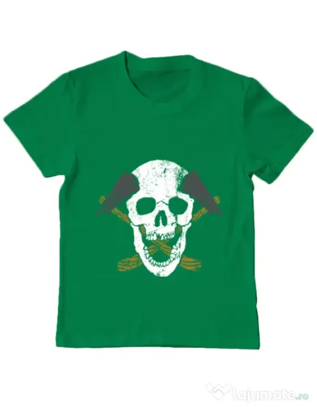Tricou ADLER copil Skull Axe Verde mediu