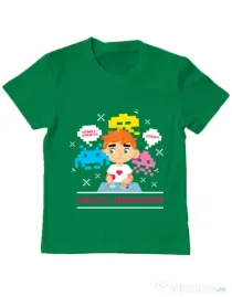 Tricou ADLER copil Space Invader Verde mediu
