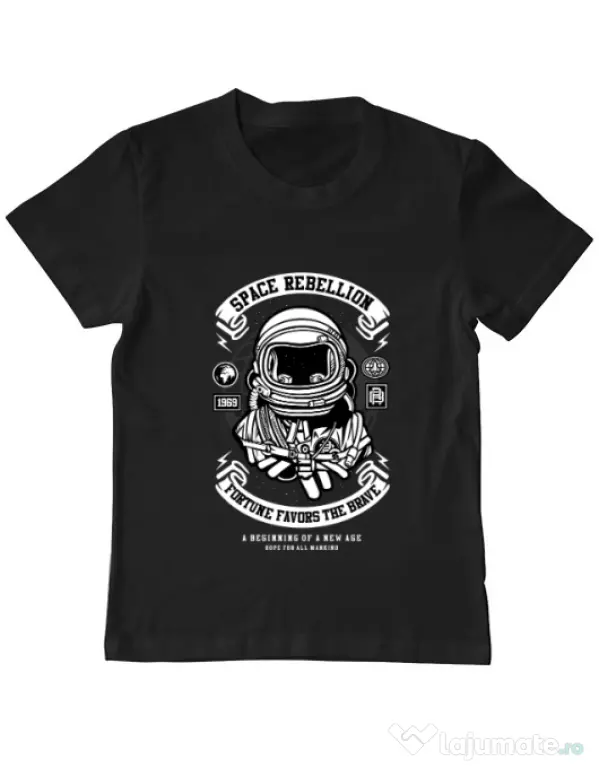 Tricou ADLER copil Space Rebellion Negru