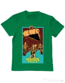 Tricou ADLER copil Stranger pizza Verde mediu