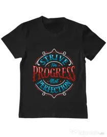 Tricou ADLER copil Strive For Progress Not Perfection Negru