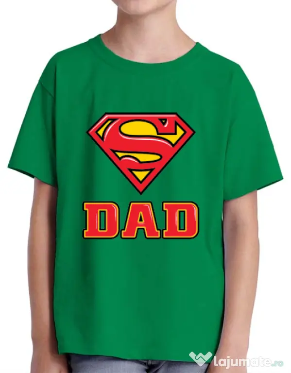 Tricou ADLER copil Super Dad Verde mediu