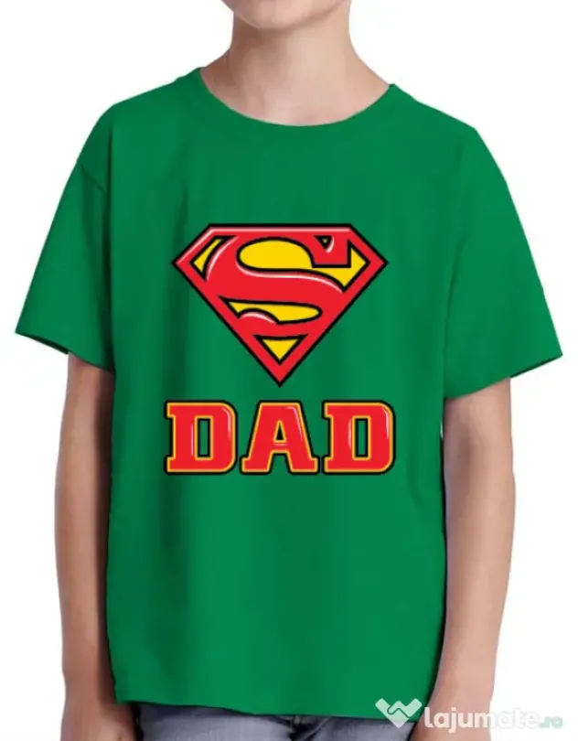 Tricou ADLER copil Super Dad Verde mediu