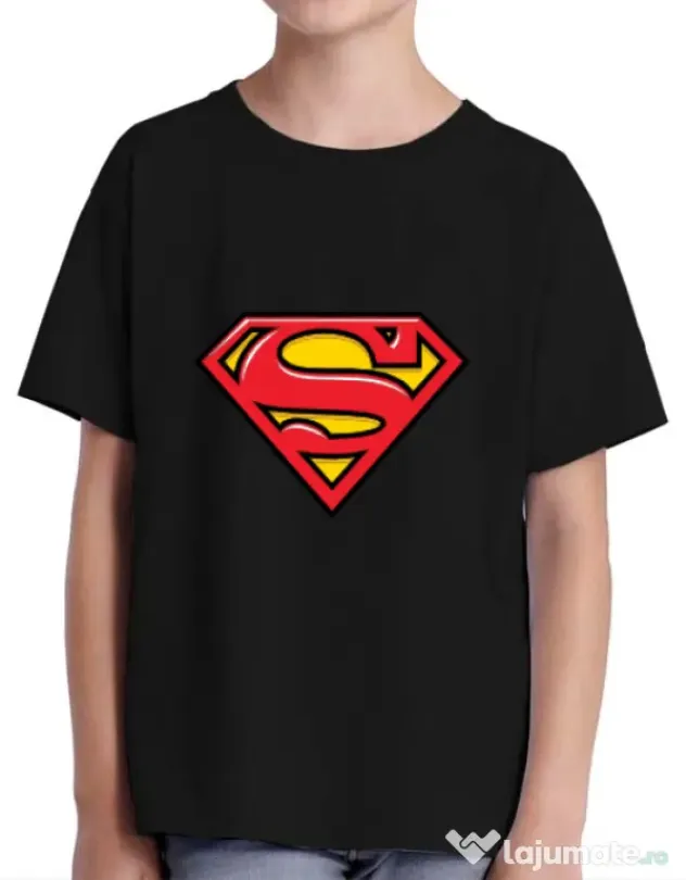 Tricou ADLER copil Superman Negru