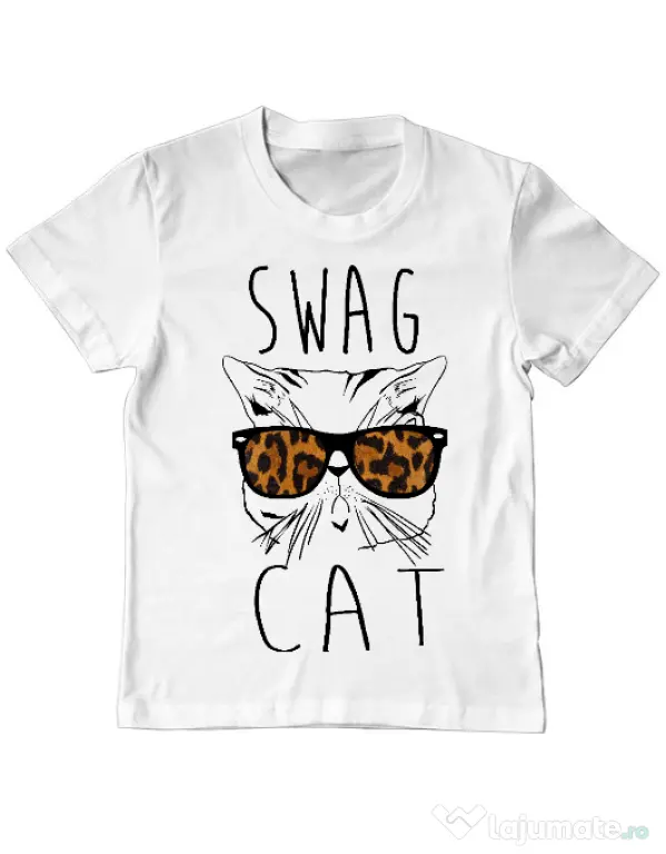 Tricou ADLER copil Swag cat Alb