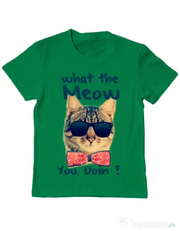 Tricou ADLER copil What the meow Verde mediu