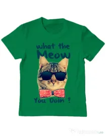Tricou ADLER copil What the meow Verde mediu