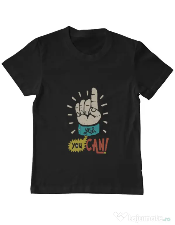 Tricou ADLER copil Yes You Can Negru