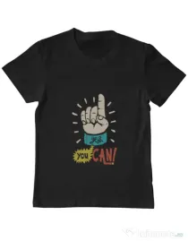 Tricou ADLER copil Yes You Can Negru