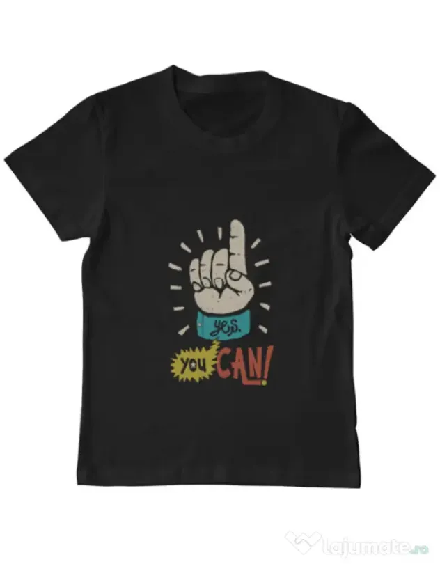 Tricou ADLER copil Yes You Can Negru