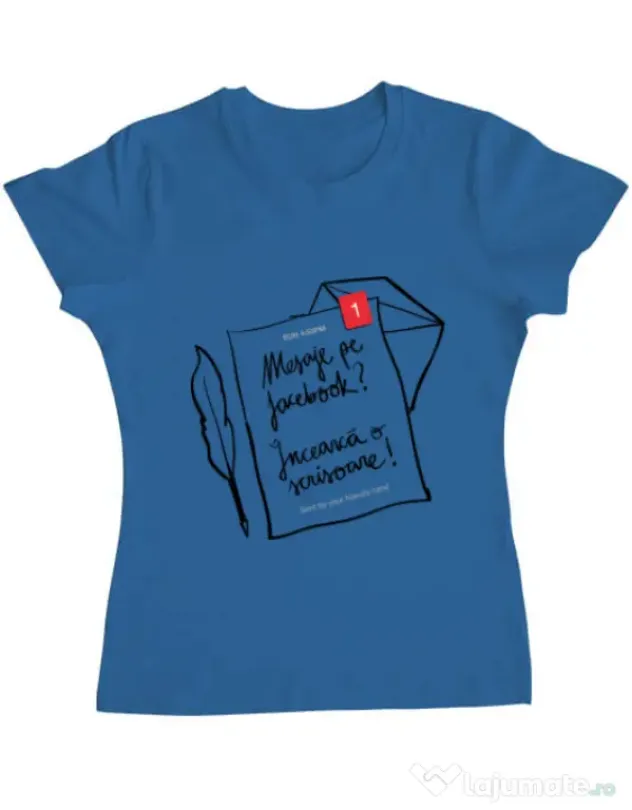 Tricou ADLER dama Incearca o scrisoare Albastru azuriu