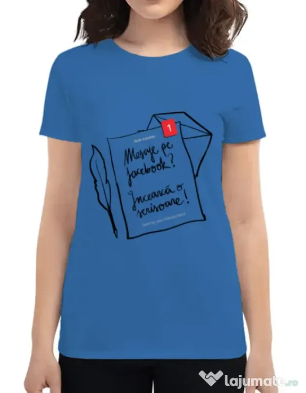 Tricou ADLER dama Incearca o scrisoare Albastru azuriu