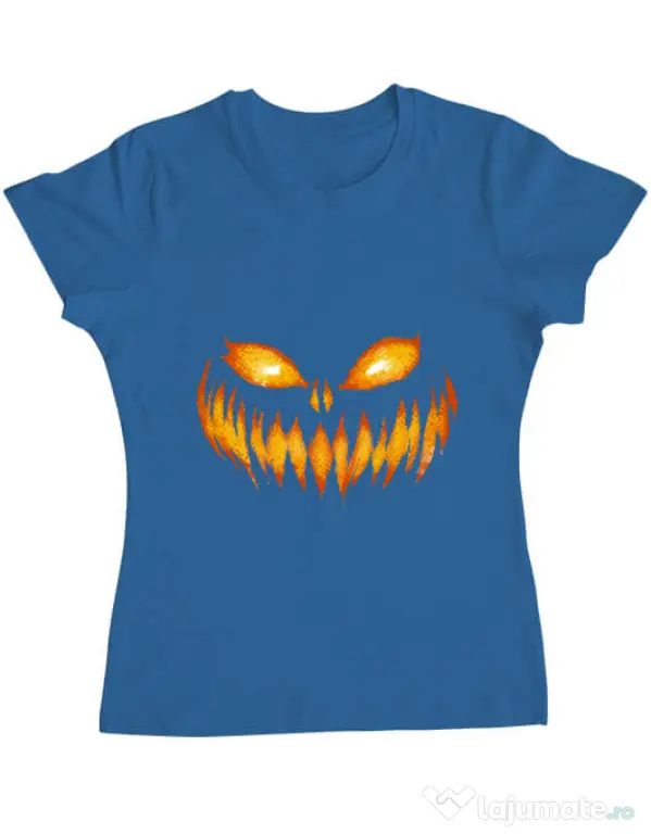 Tricou ADLER dama Scary pumpkin face Albastru azuriu