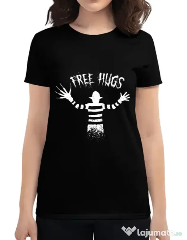 Tricou ADLER dama Free hugs Negru