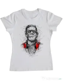 Tricou ADLER dama Frankenscratch Alb