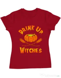 Tricou ADLER dama Drink up witches Rosu