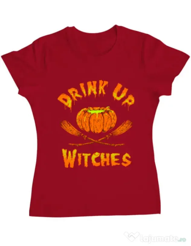 Tricou ADLER dama Drink up witches Rosu