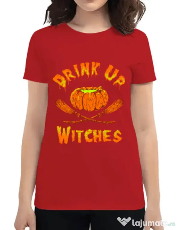 Tricou ADLER dama Drink up witches Rosu