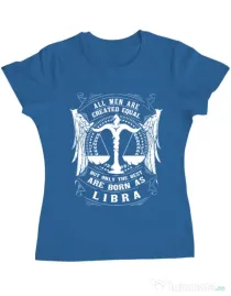 Tricou ADLER dama The best men are born as Libra Albastru azuriu
