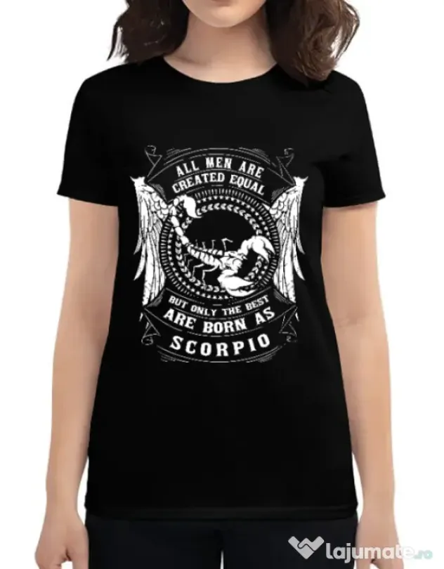 Tricou ADLER dama The best men are born as Scorpio Negru