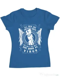 Tricou ADLER dama The best men are born as Virgo Albastru azuriu