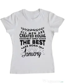 Tricou ADLER dama The best men are born in January Alb