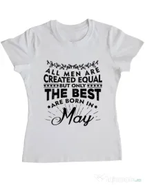 Tricou ADLER dama The best men are born in May Alb