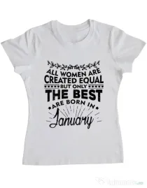 Tricou ADLER dama The best women are born in January Alb