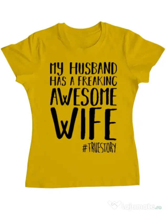 Tricou ADLER dama Awesome wife Galben