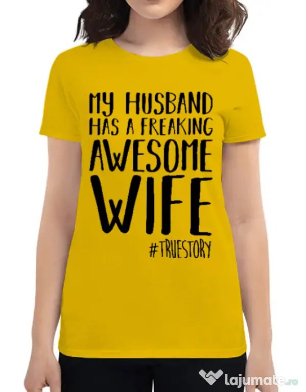 Tricou ADLER dama Awesome wife Galben