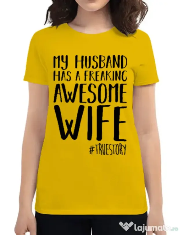 Tricou ADLER dama Awesome wife Galben