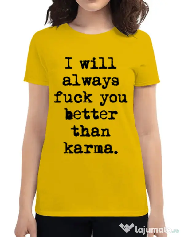 Tricou ADLER dama Better than karma Galben