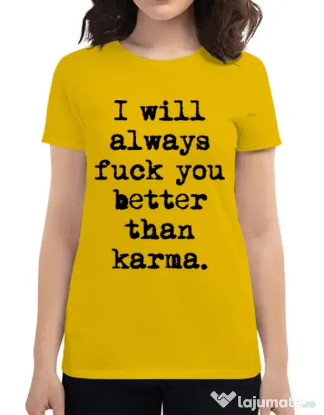 Tricou ADLER dama Better than karma Galben