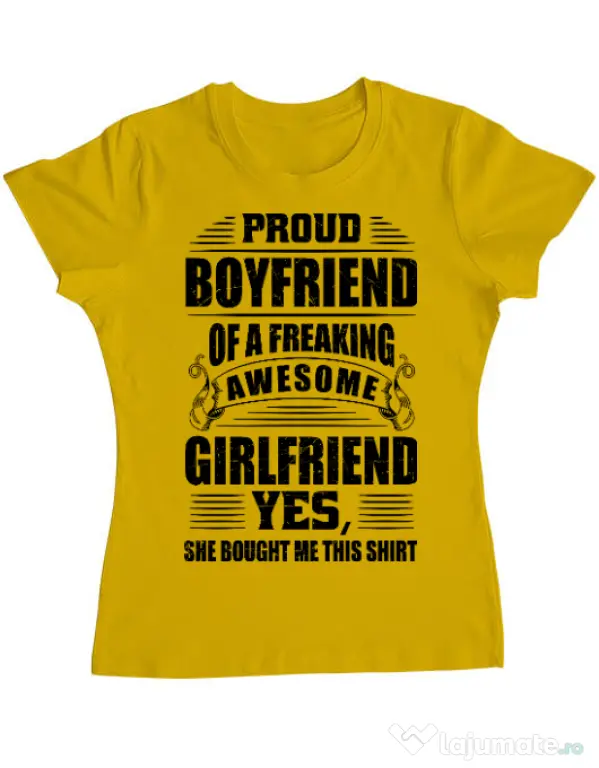Tricou ADLER dama Proud boyfriend Galben