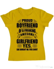 Tricou ADLER dama Proud boyfriend Galben