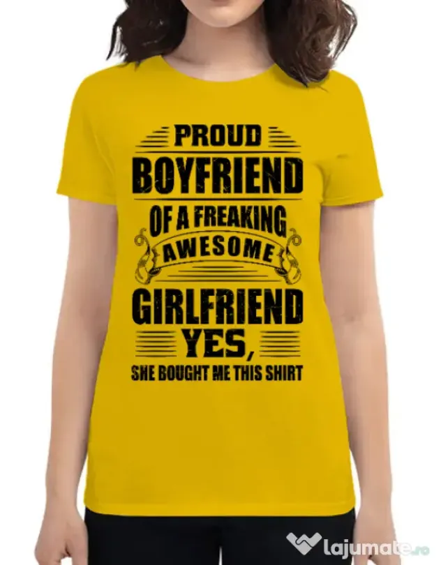 Tricou ADLER dama Proud boyfriend Galben