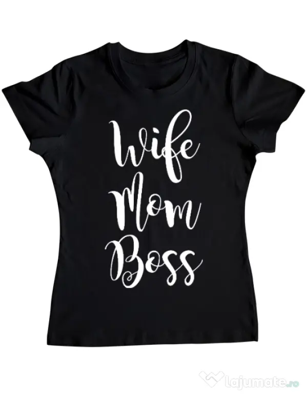 Tricou ADLER dama Wife mom boss Negru