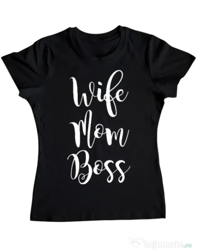 Tricou ADLER dama Wife mom boss Negru